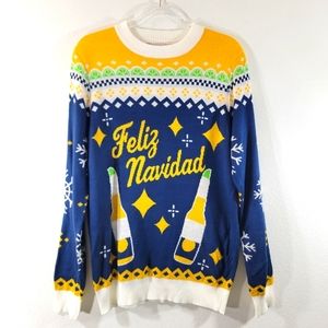 CORONA Feliz Navidad novelty cerveza beer holiday quirky ugly Christmas sweater